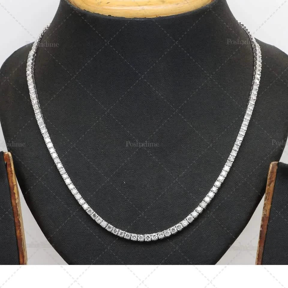 4.3CT Certified Round Lab Grown Diamond 18" Tennis Necklace Solid 14K White Gold by DailySale
