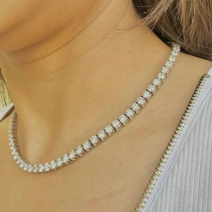 25 Carat Round Genuine Lab Grown Diamond Tennis Necklace 16" by DailySale