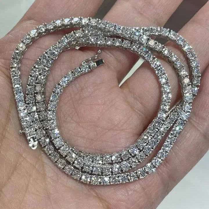 Men’s Genuine Lab Grown Diamond Tennis Necklace D VS 19.30 Carat 14K 20" by DailySale