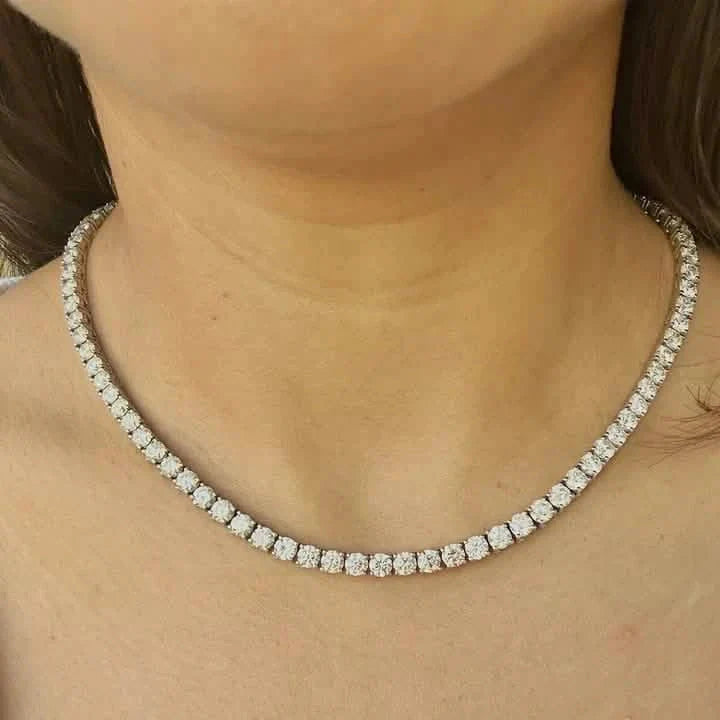 25 Carat Round Genuine Lab Grown Diamond Tennis Necklace 16" by DailySale
