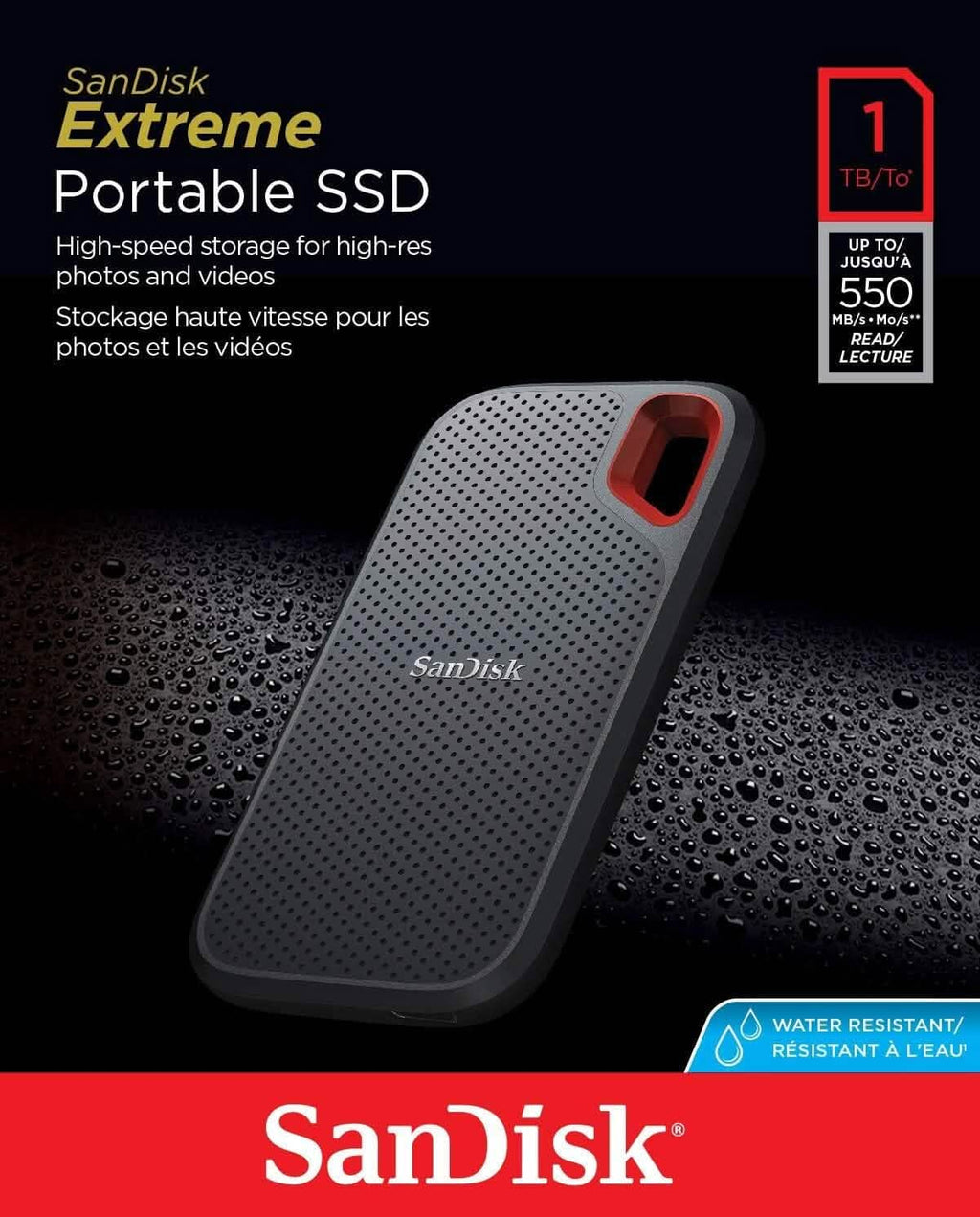 SanDisk 1TB Extreme Portable External SSD - Up to 550MB/s USB-C, USB 3.1 (Refurbished) by DailySale