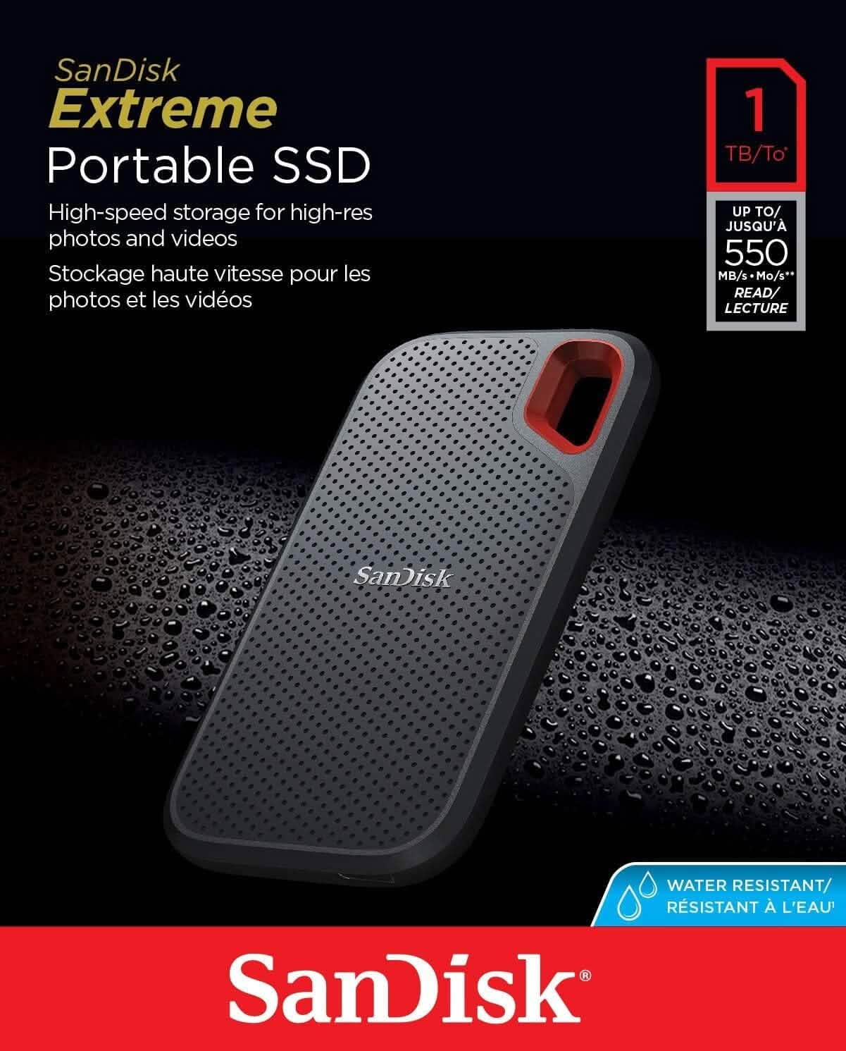 SanDisk 1TB Extreme Portable External SSD - Up to 550MB/s USB-C, USB 3.1 (Refurbished) by DailySale
