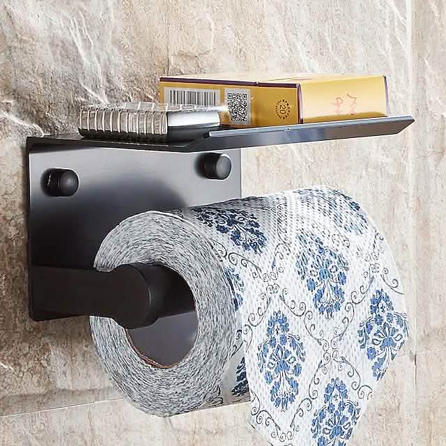 Self-adhesive Toilet Paper Holder With Shelf by DailySale