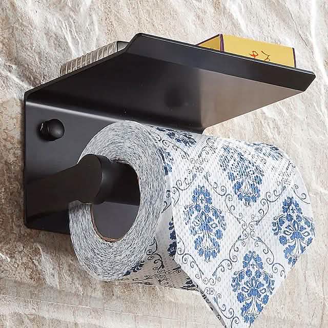 Self-adhesive Toilet Paper Holder With Shelf by DailySale