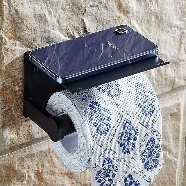 Self-adhesive Toilet Paper Holder With Shelf by DailySale