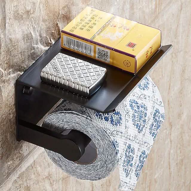 Self-adhesive Toilet Paper Holder With Shelf by DailySale