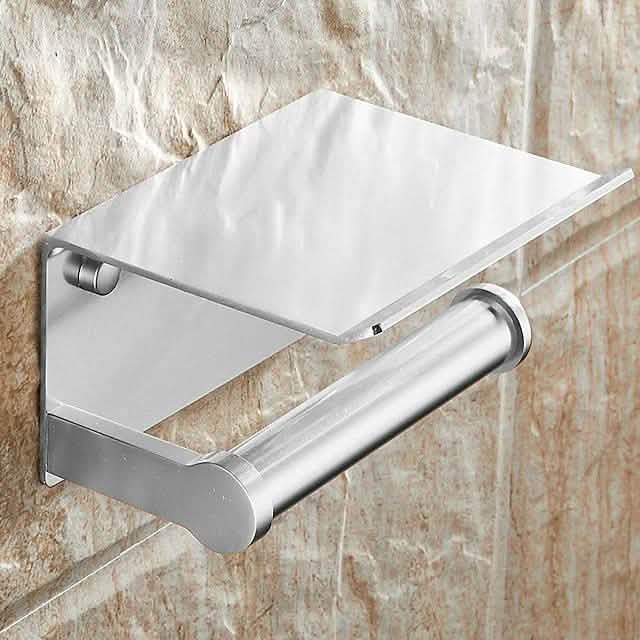 Self-adhesive Toilet Paper Holder With Shelf by DailySale