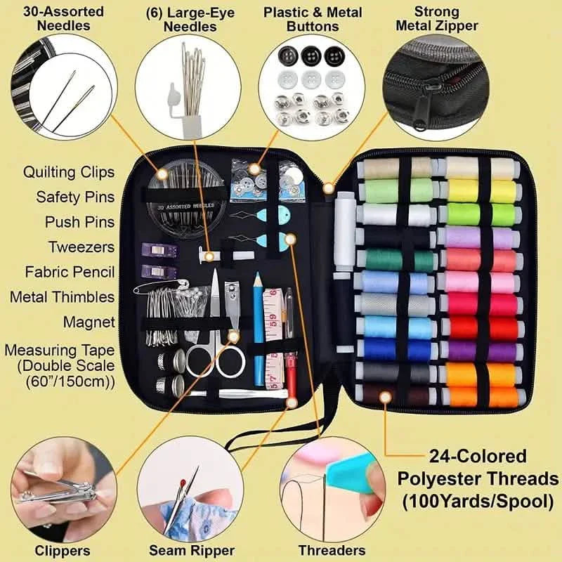 Sewing Kit With 100 Sewing Supplies And Accessories - 24-Color Threads by DailySale