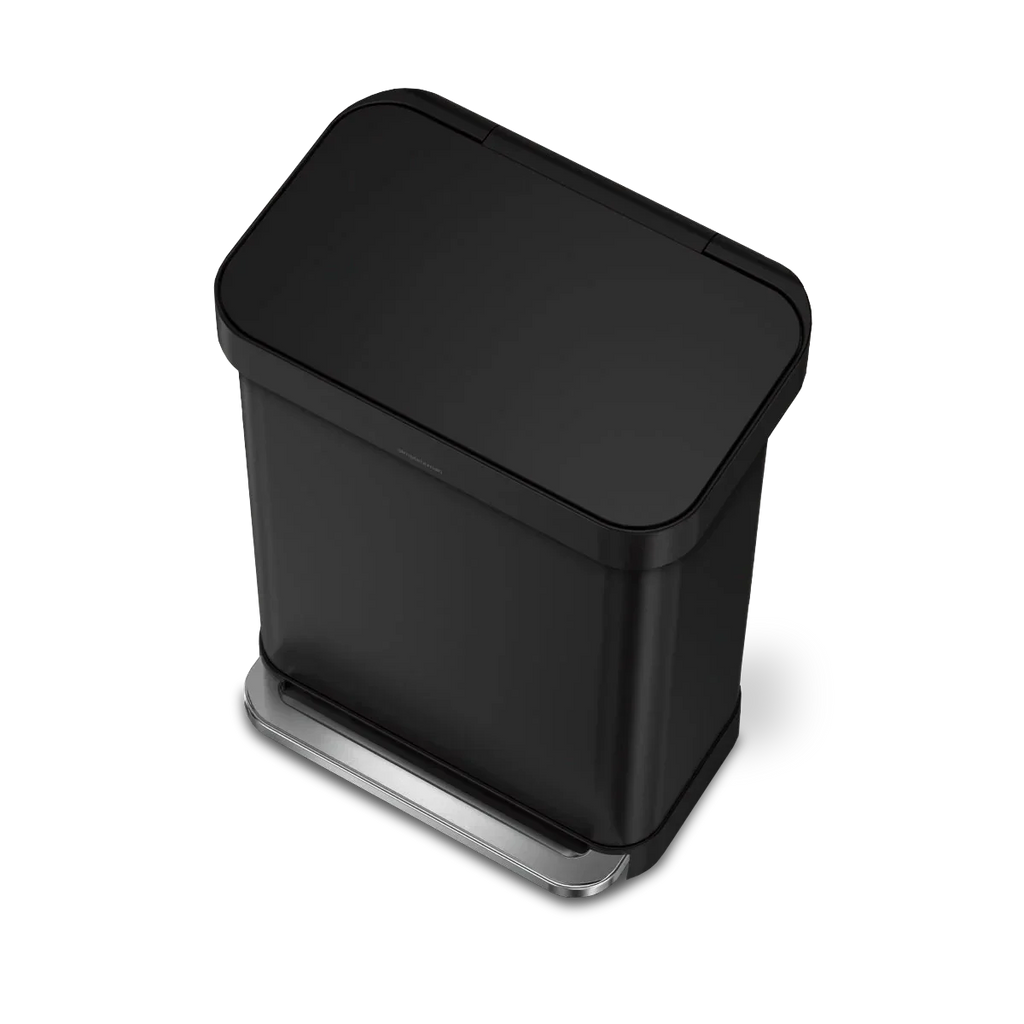simplehuman 55-Liter Matte Black Indoor Kitchen Hinged Lid Trash Can by DailySale