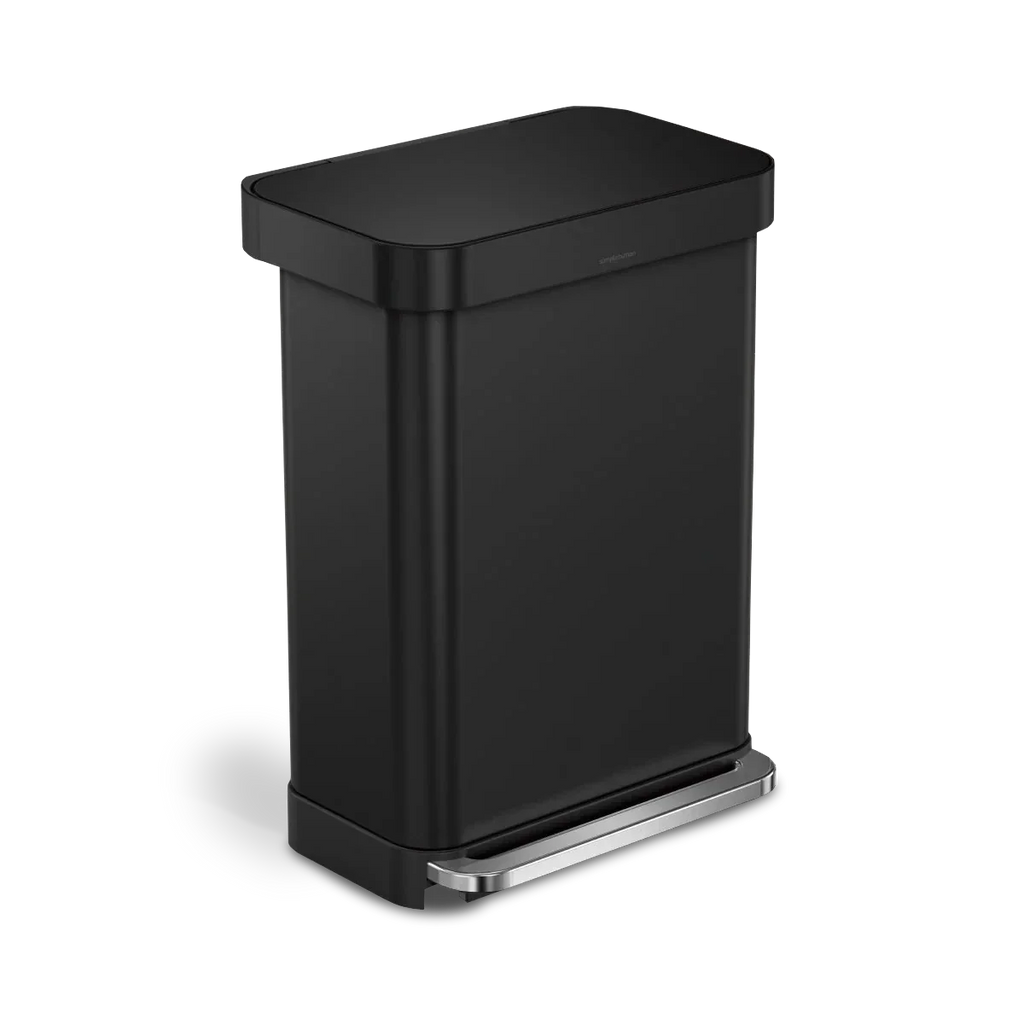 simplehuman 55-Liter Matte Black Indoor Kitchen Hinged Lid Trash Can by DailySale