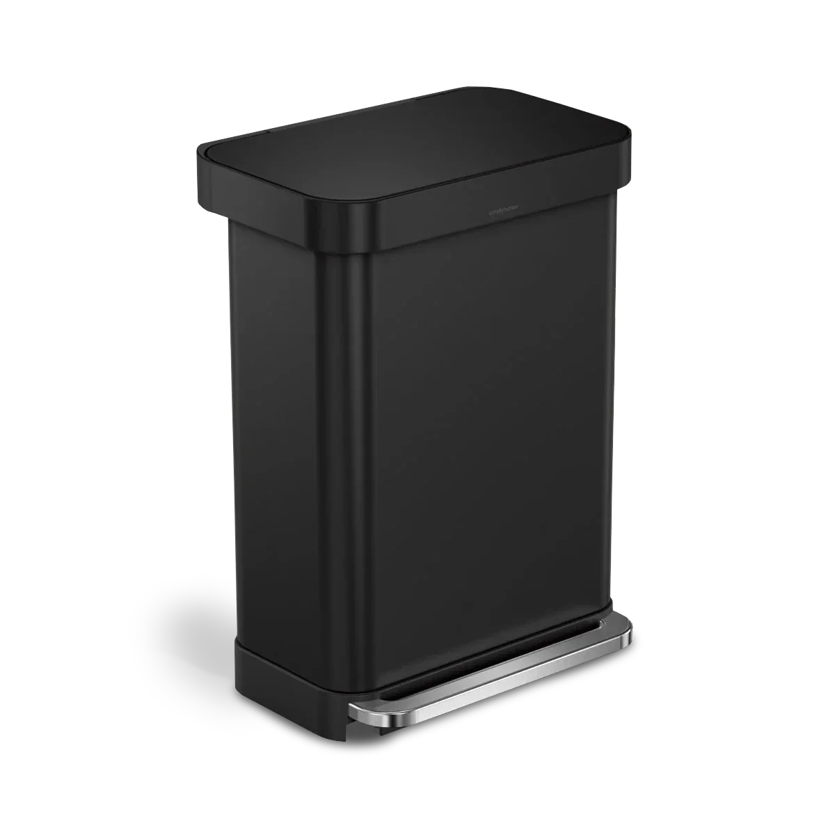 simplehuman 55-Liter Matte Black Indoor Kitchen Hinged Lid Trash Can by DailySale