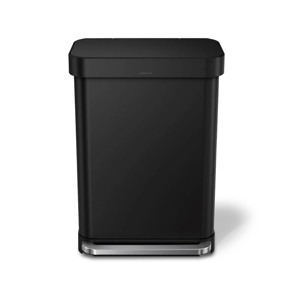 simplehuman 55-Liter Matte Black Indoor Kitchen Hinged Lid Trash Can by DailySale