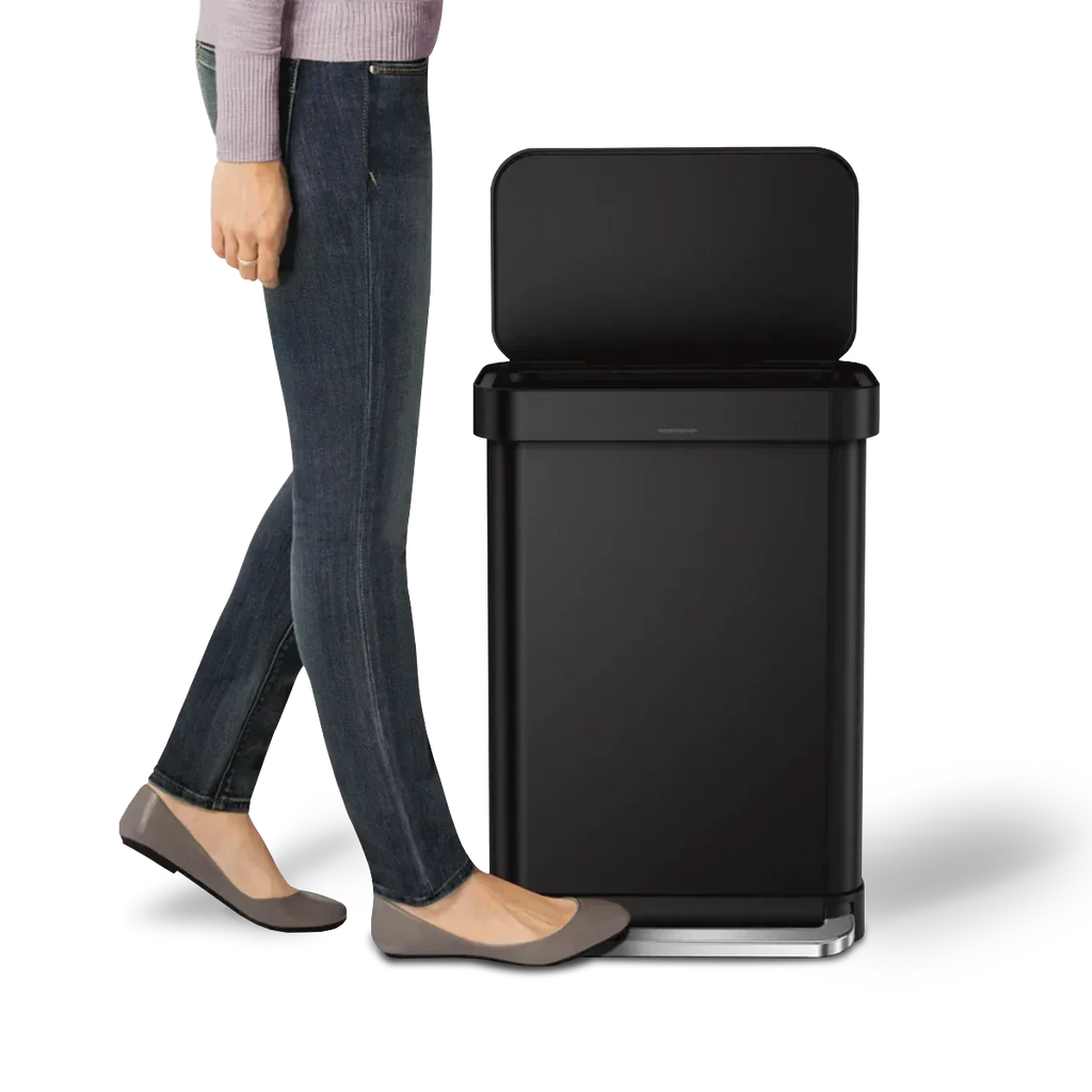 simplehuman 55-Liter Matte Black Indoor Kitchen Hinged Lid Trash Can by DailySale