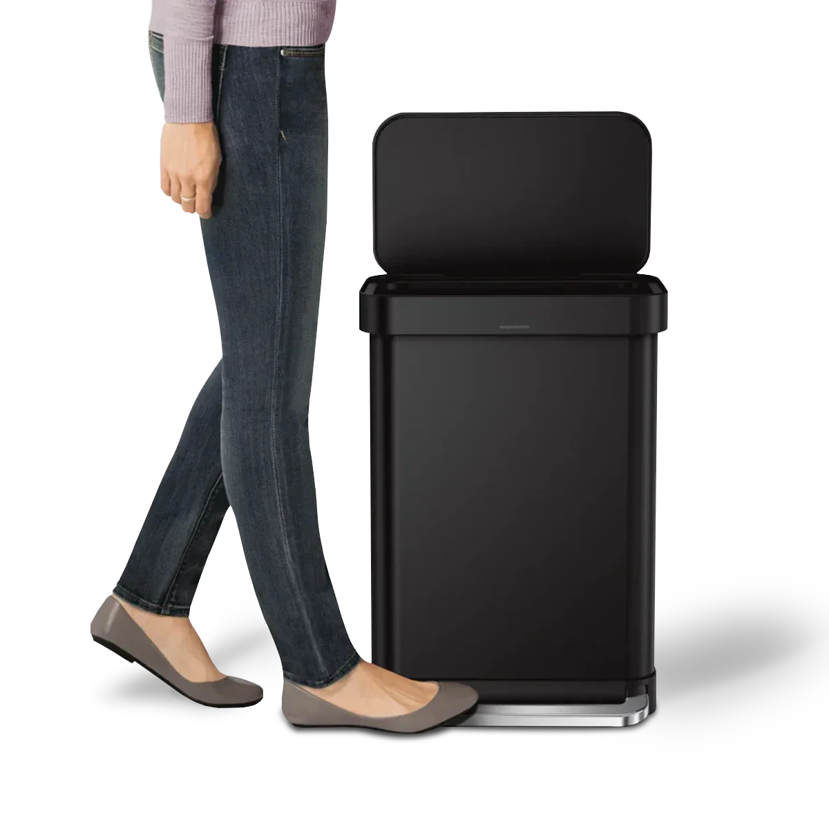 simplehuman 55-Liter Matte Black Indoor Kitchen Hinged Lid Trash Can by DailySale