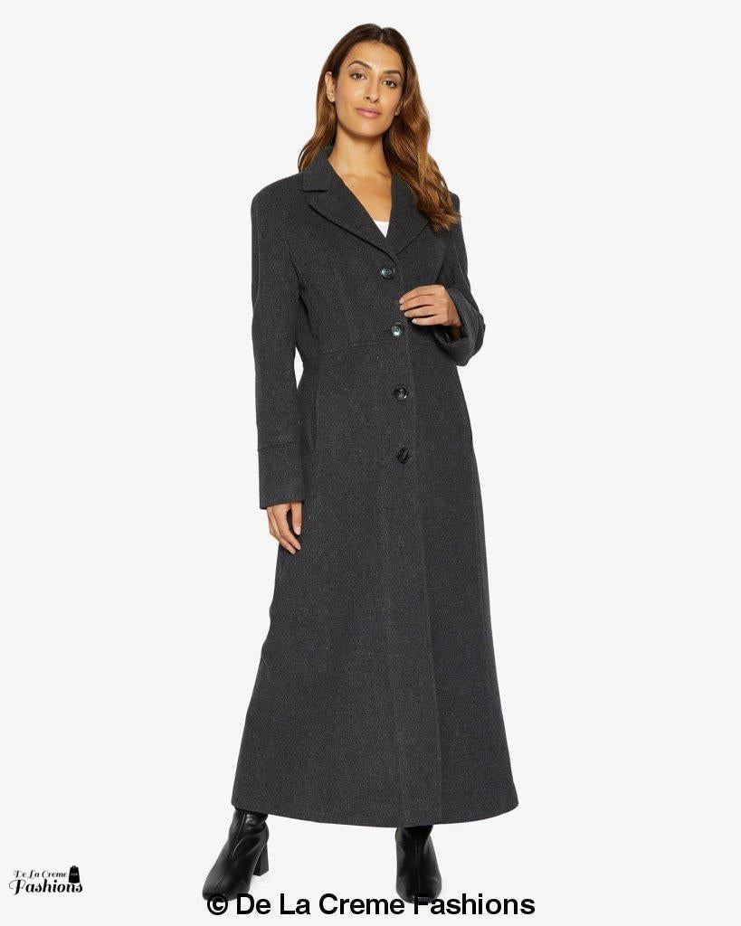 Slim Fit Wool Blend Longline Maxi Coat (1816) - Goddess Imports Marketplace
