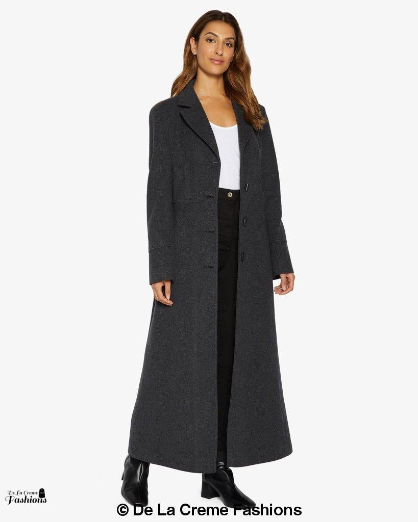 Slim Fit Wool Blend Longline Maxi Coat (1816) - Goddess Imports Marketplace