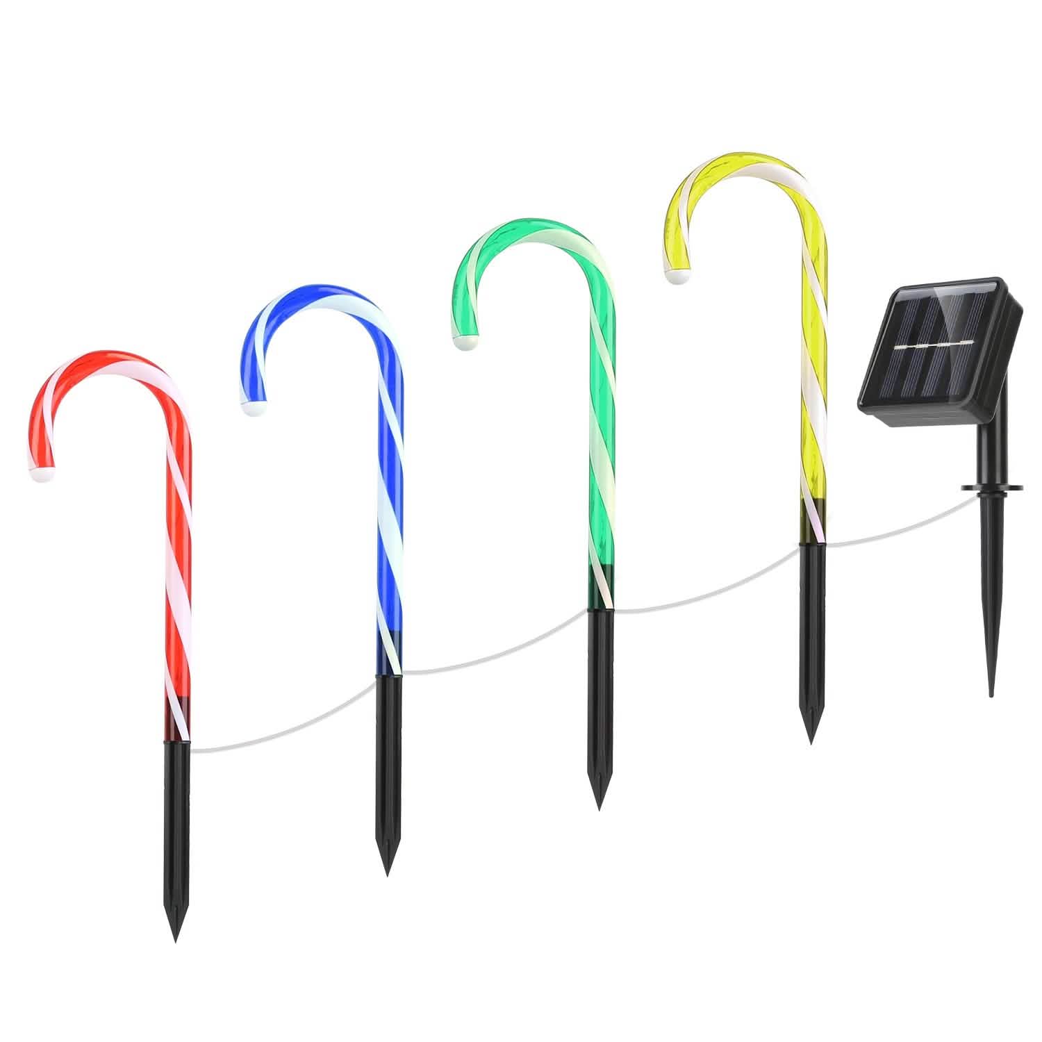 Solar Christmas Candy Cane Light IP55 Waterproof Stake Light by DailySale