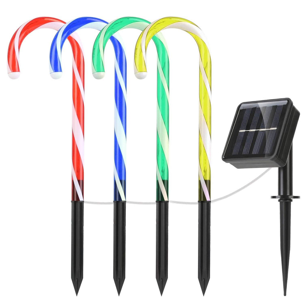 Solar Christmas Candy Cane Light IP55 Waterproof Stake Light by DailySale