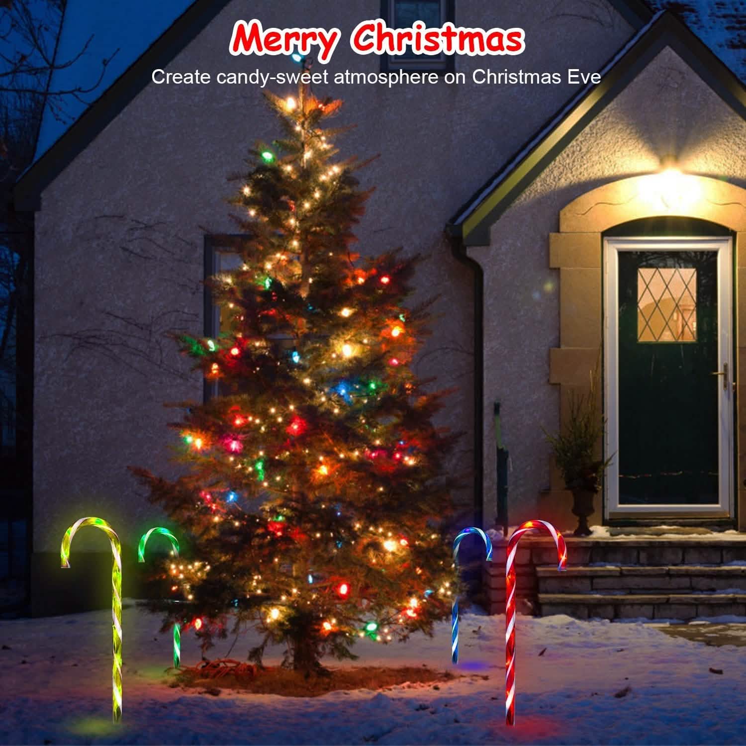 Solar Christmas Candy Cane Light IP55 Waterproof Stake Light by DailySale
