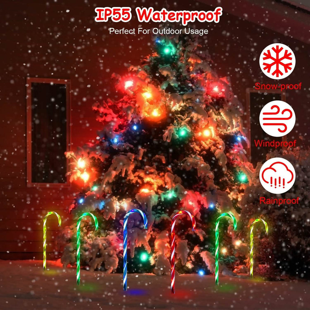 Solar Christmas Candy Cane Light IP55 Waterproof Stake Light by DailySale