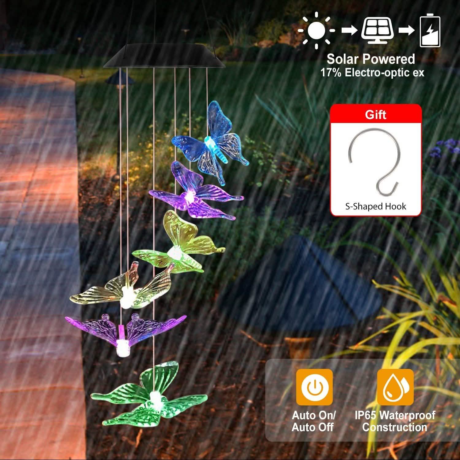 Solar LED Butterfly Wind Chimes by DailySale