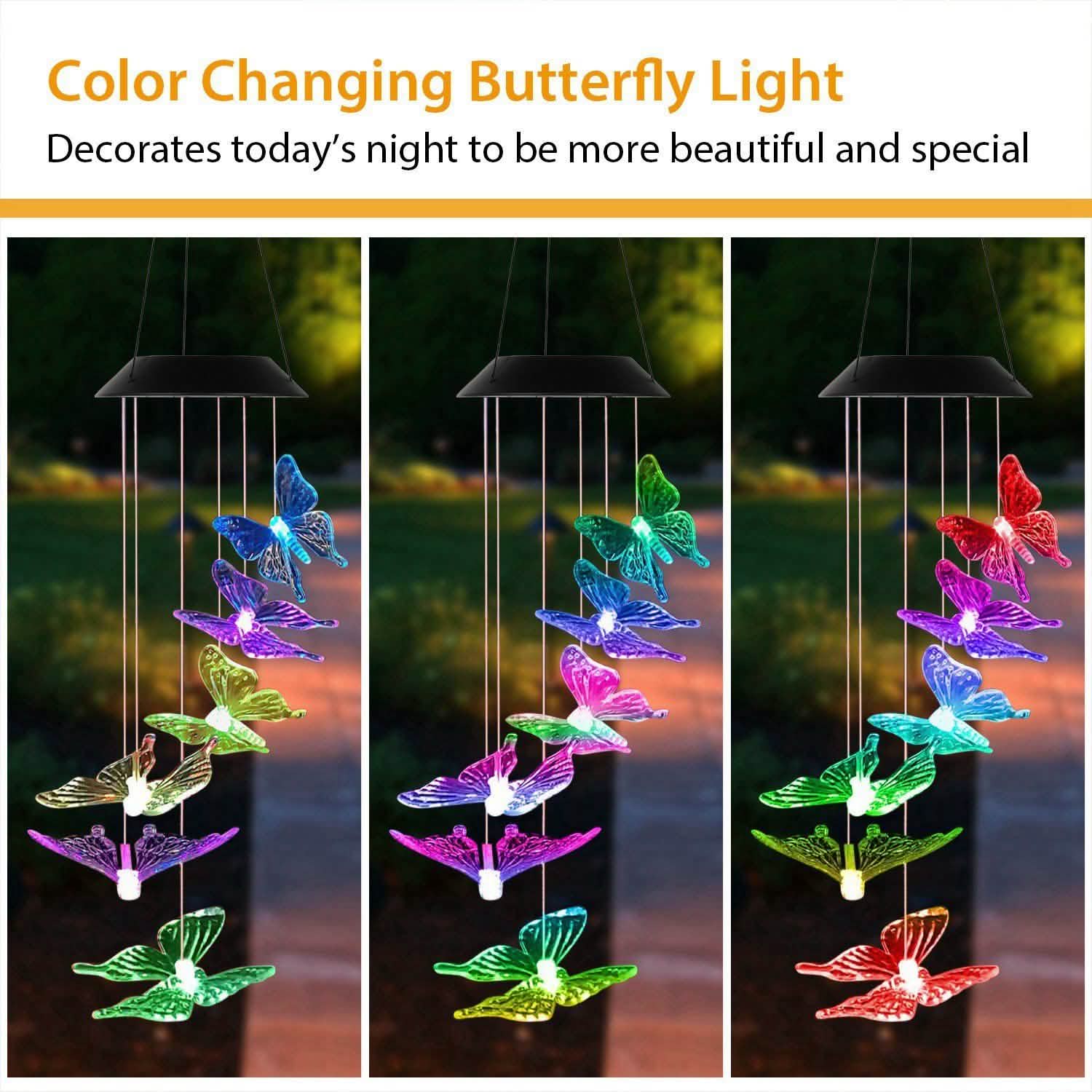 Solar LED Butterfly Wind Chimes by DailySale