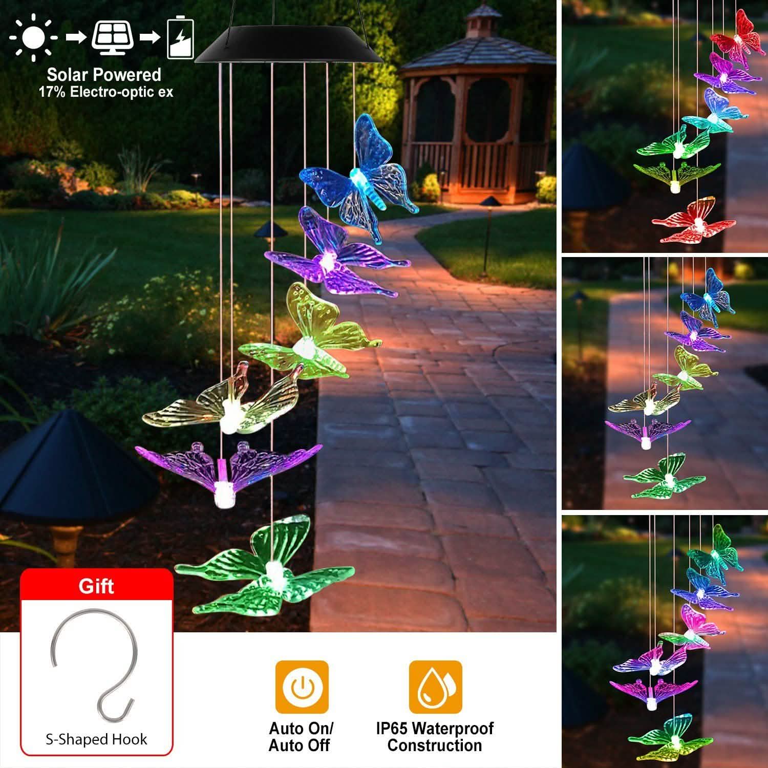 Solar LED Butterfly Wind Chimes by DailySale