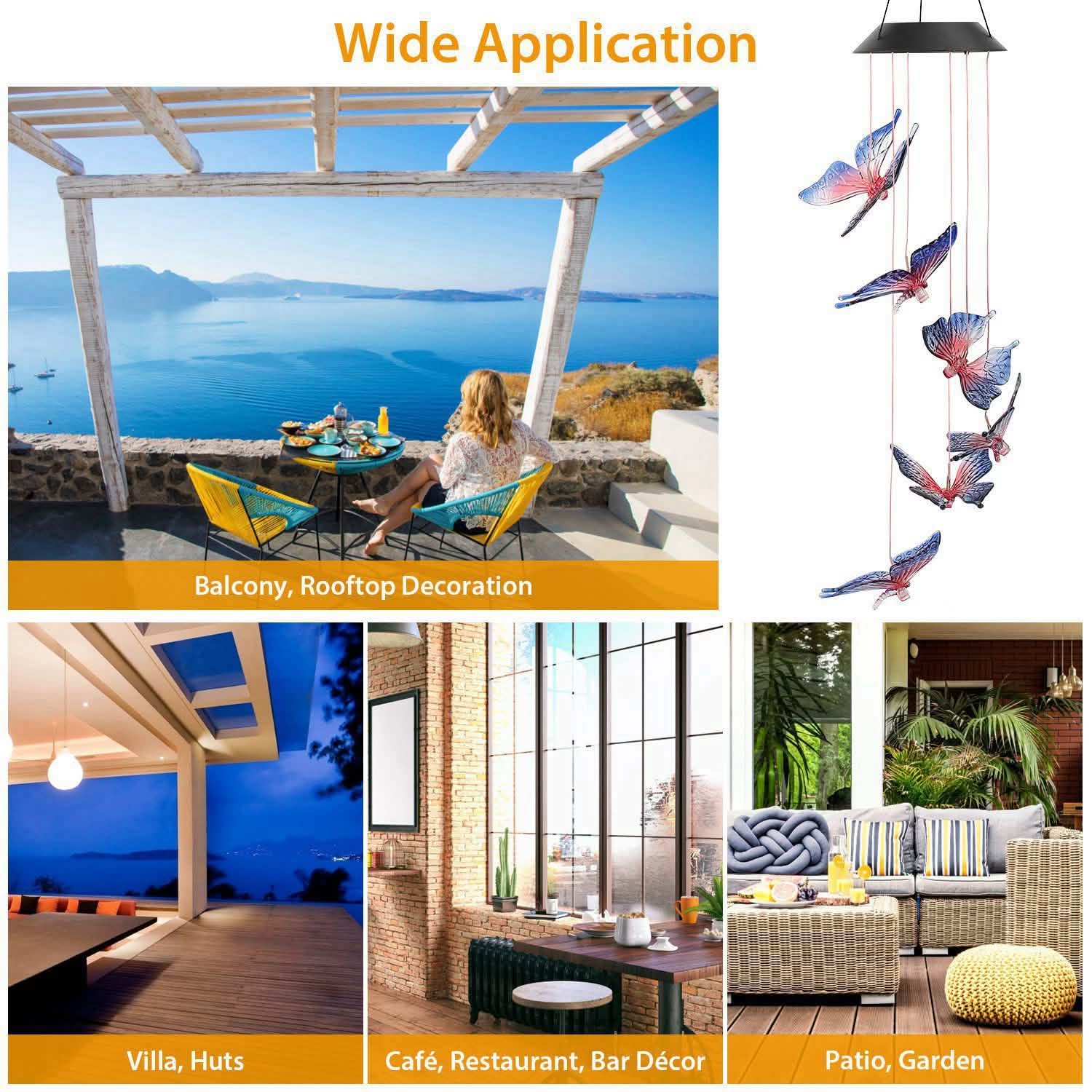 Solar LED Butterfly Wind Chimes by DailySale