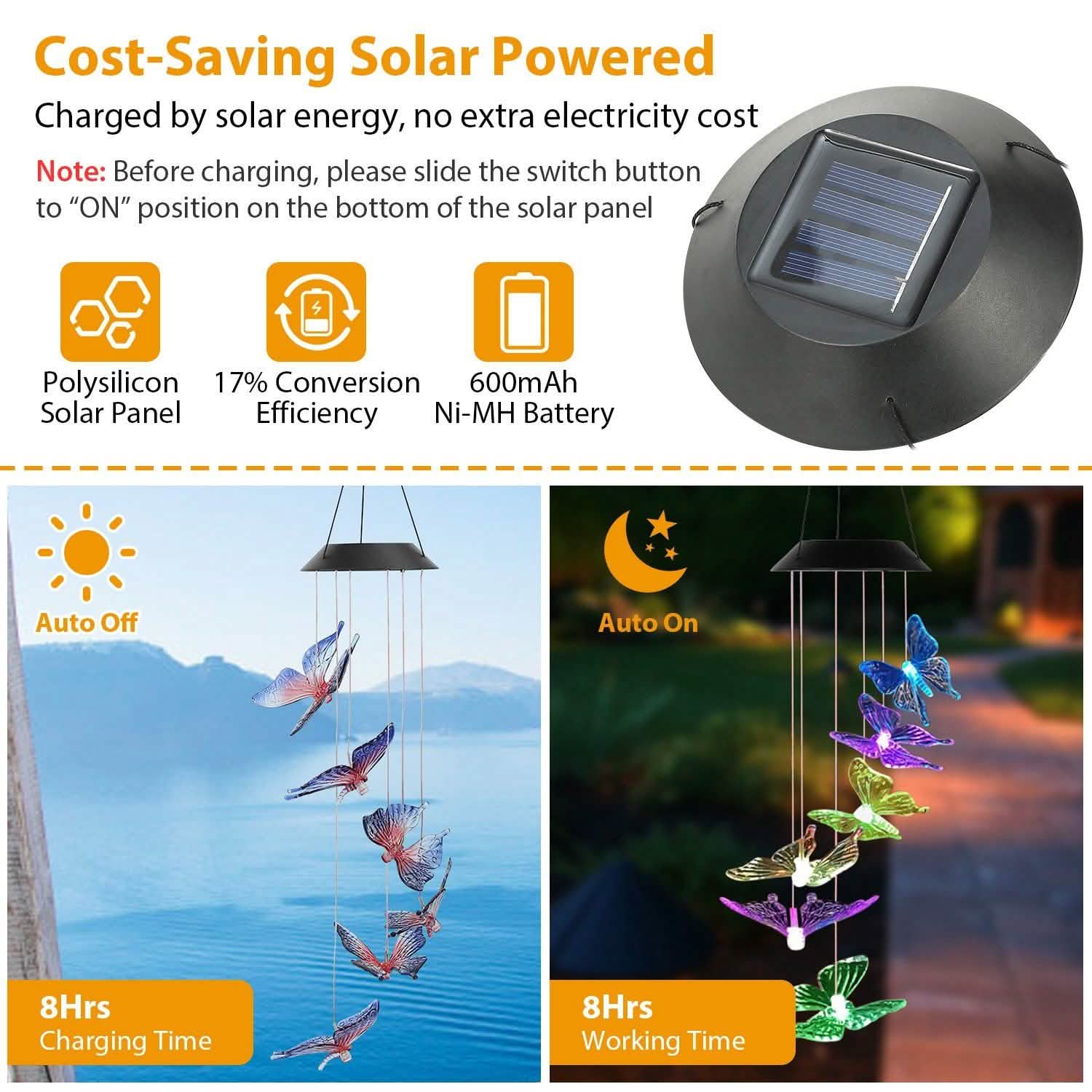 Solar LED Butterfly Wind Chimes by DailySale