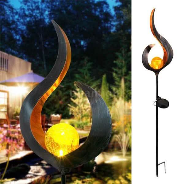 Solar LED Simulate Flame Light Lawn Lantern Lamp Waterproof Outdoor Lights by DailySale