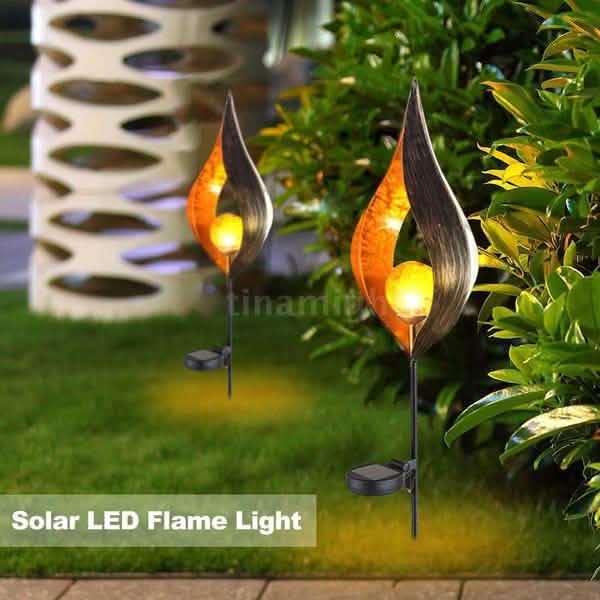 Solar LED Simulate Flame Light Lawn Lantern Lamp Waterproof Outdoor Lights by DailySale