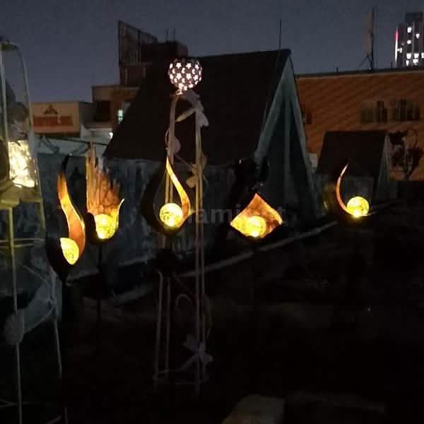 Solar LED Simulate Flame Light Lawn Lantern Lamp Waterproof Outdoor Lights by DailySale