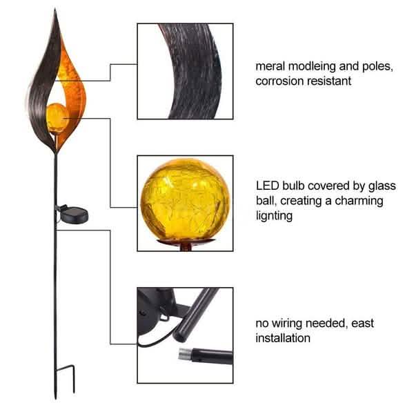 Solar LED Simulate Flame Light Lawn Lantern Lamp Waterproof Outdoor Lights by DailySale