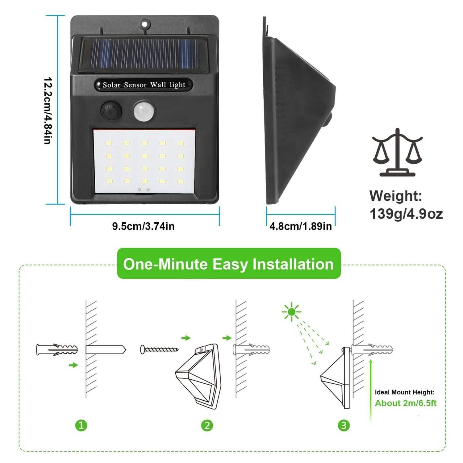 Solar Light 20 LEDs Outdoor PIR by DailySale