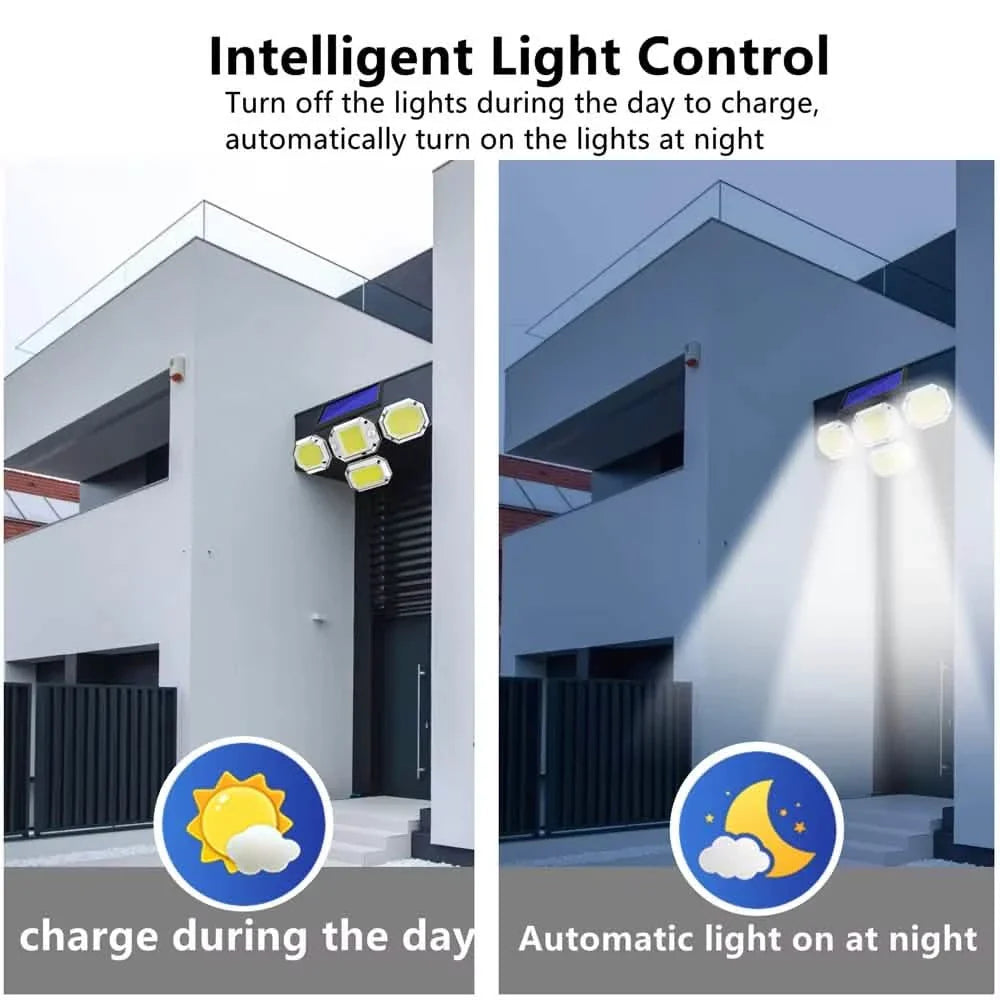 Solar Light Outdoor with Remote Control Double Motion Sensor Light 306/208 Led Wall Lamp IP65 Spotlight Exterior Garage Lighting by DailySale