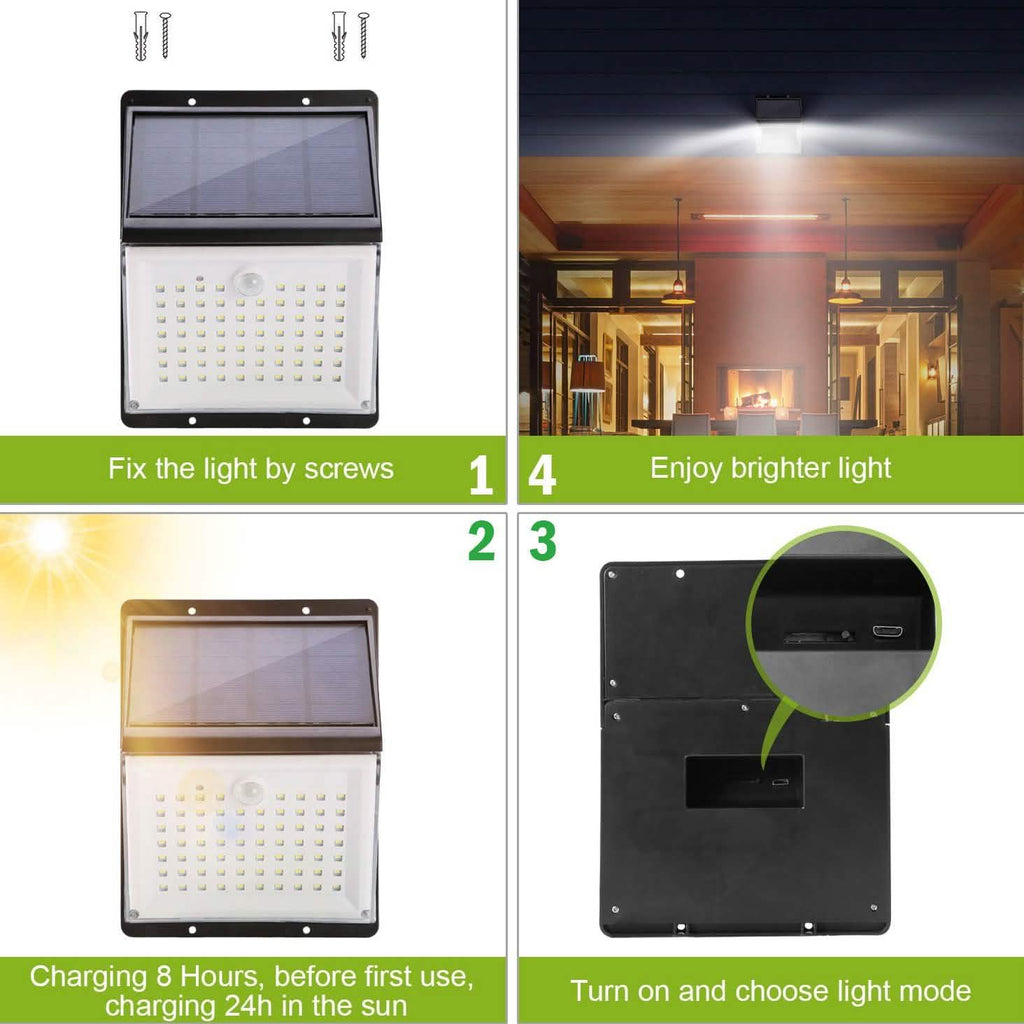 Solar Lights 88 LEDs Outdoor Wall Lamps by DailySale