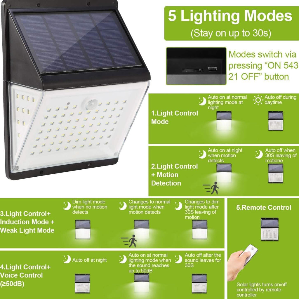Solar Lights 88 LEDs Outdoor Wall Lamps by DailySale