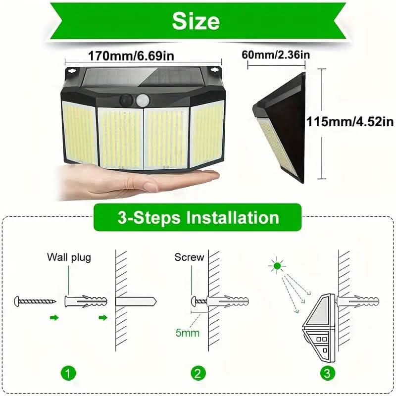 Solar Lights Outdoor 576 LED with Lights Reflector and 3 Lighting Modes by DailySale