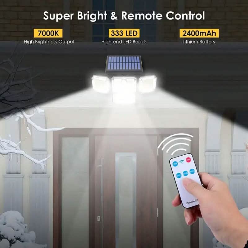 Solar Outdoor Lights 333 LEDs Motion Sensor Lights 4 Heads by DailySale