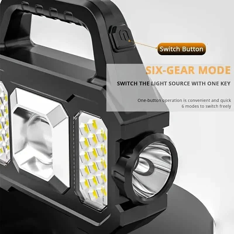 Solar Portable Flashlight & Handheld Searchlight with Side Lights by DailySale
