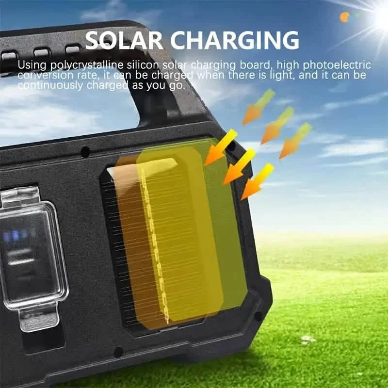 Solar Portable Flashlight & Handheld Searchlight with Side Lights by DailySale