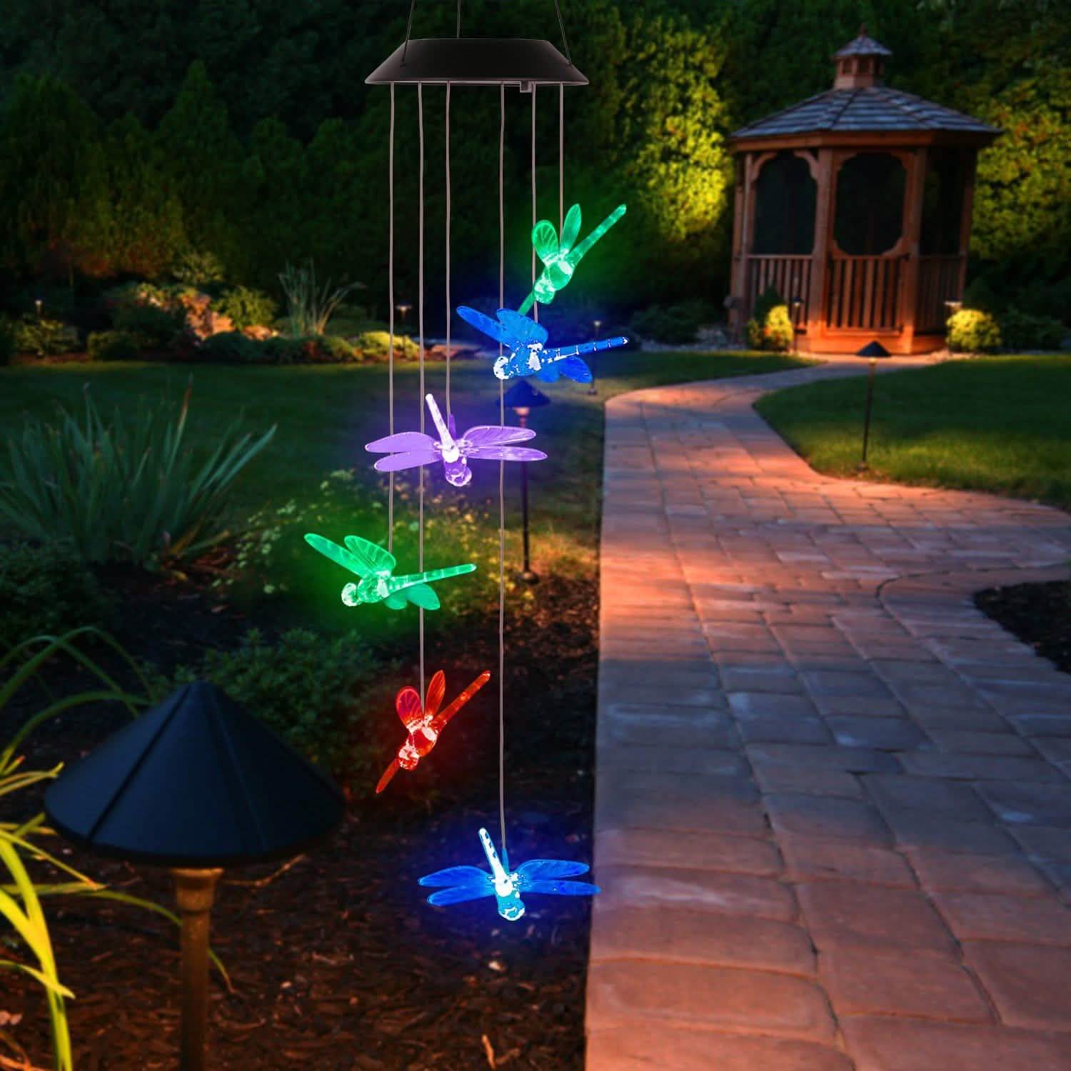 Solar Powered Dragonfly Lights Wind Chimes by DailySale