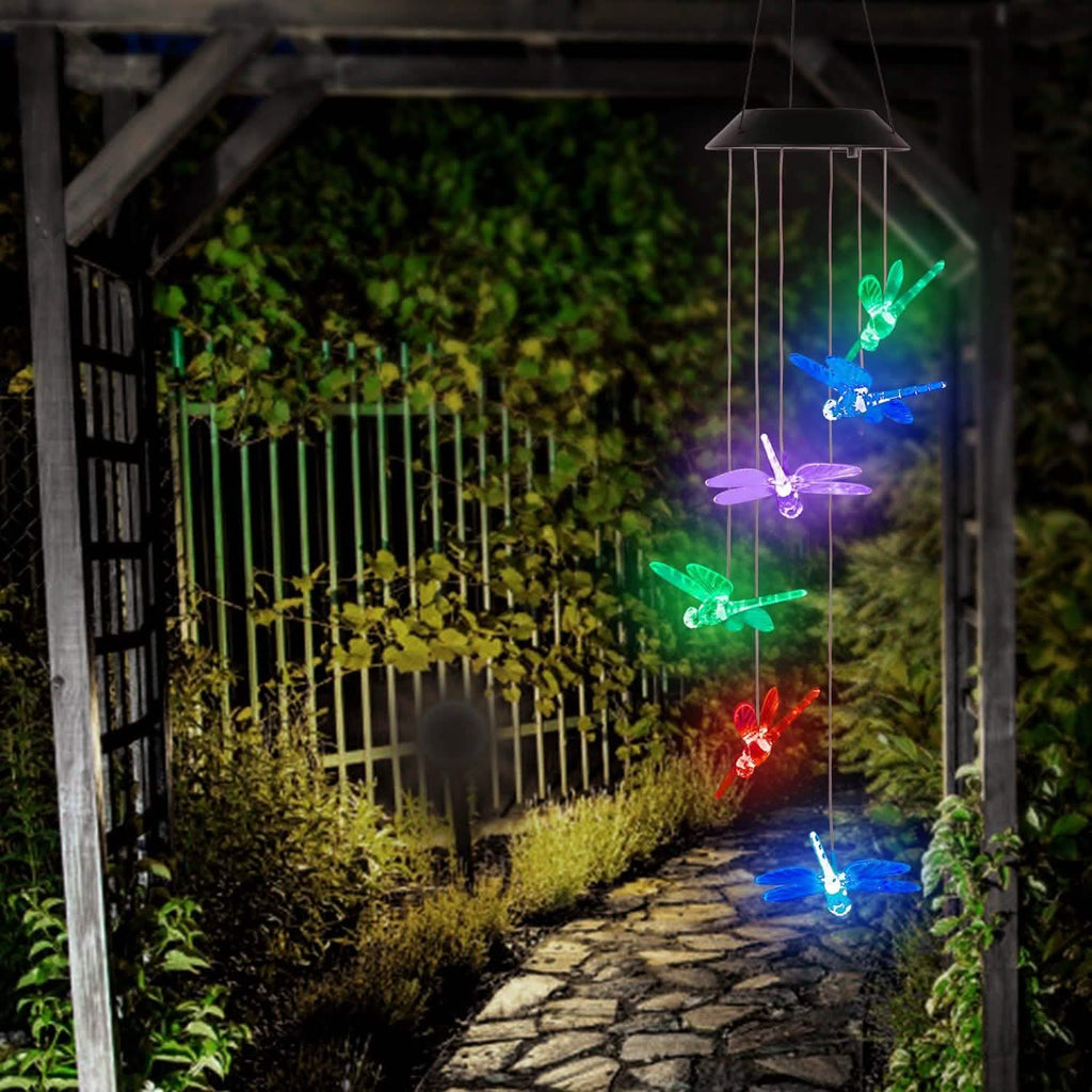 Solar Powered Dragonfly Lights Wind Chimes by DailySale
