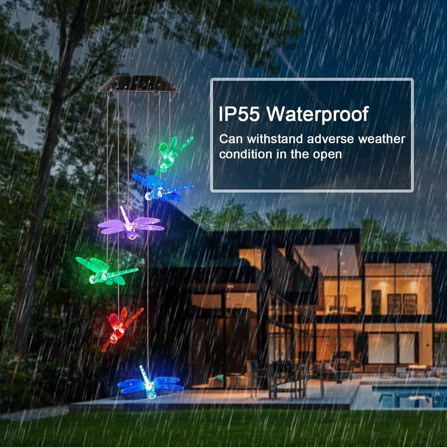 Solar Powered Dragonfly Lights Wind Chimes by DailySale