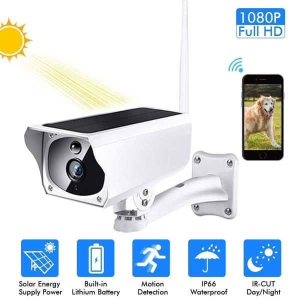 Solar Powered IP Camera with Rechargable Batteries HD 1080p Loop Recording by DailySale