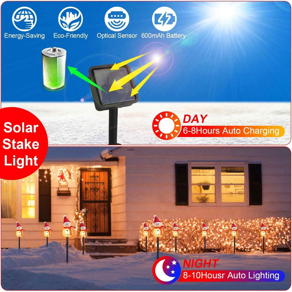 Solar Powered Lamp 3 Snowmen Garden Stake Light by DailySale
