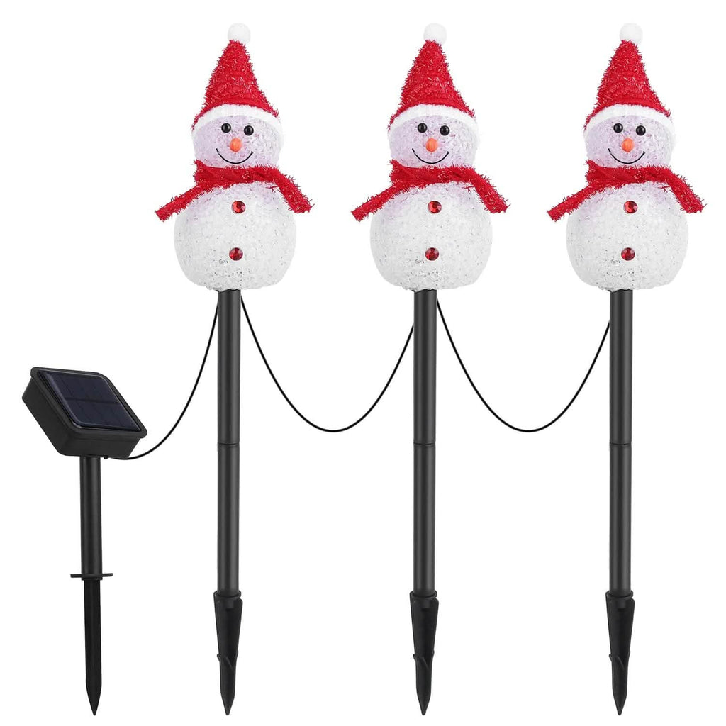 Solar Powered Lamp 3 Snowmen Garden Stake Light by DailySale