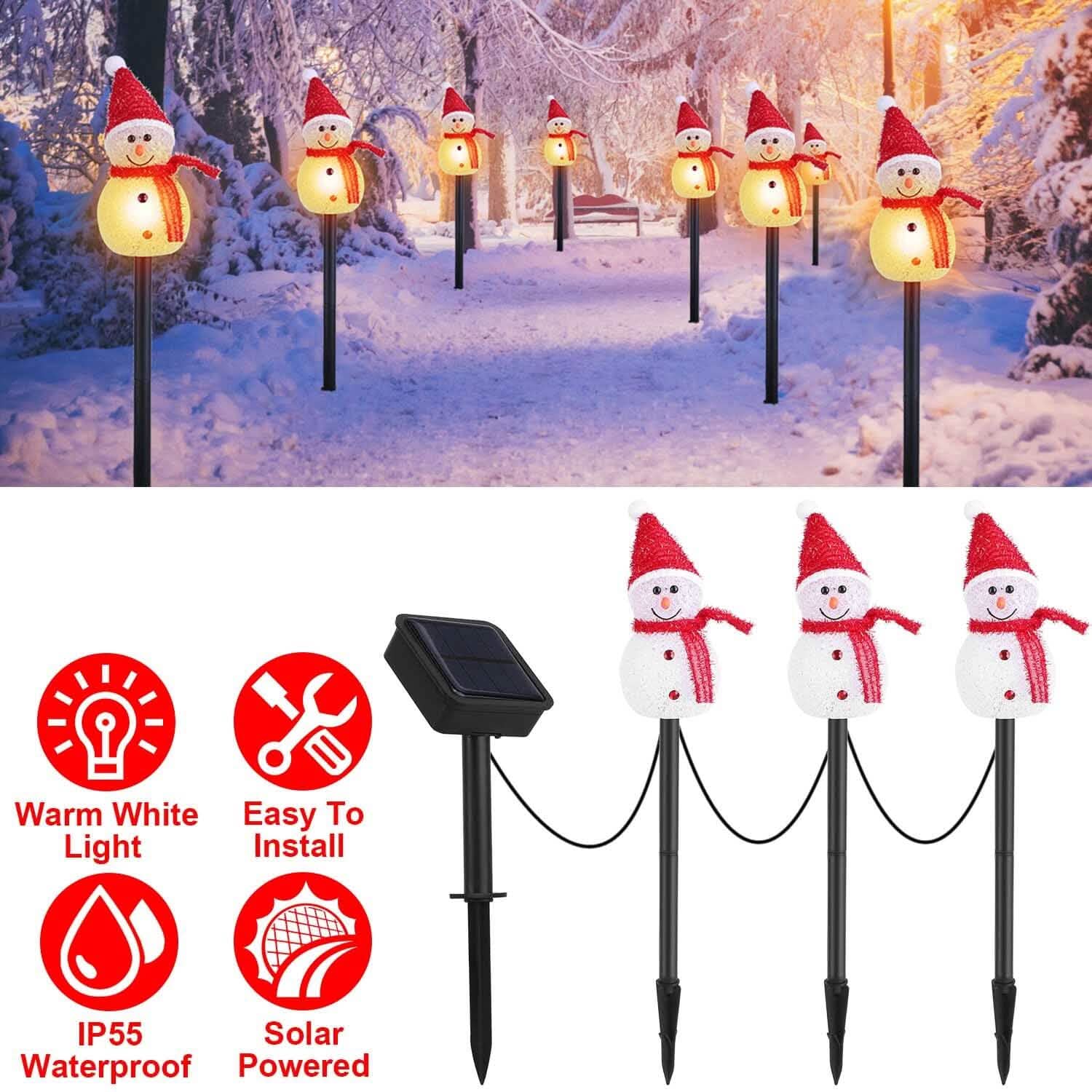 Solar Powered Lamp 3 Snowmen Garden Stake Light by DailySale