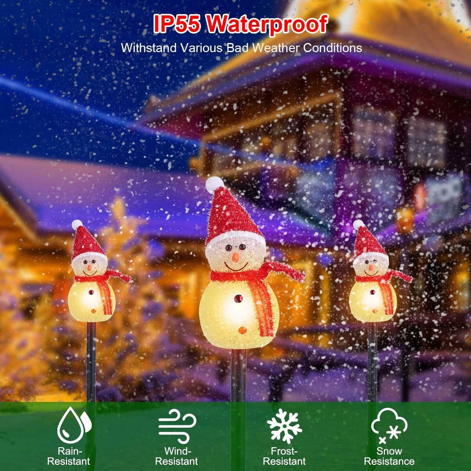 Solar Powered Lamp 3 Snowmen Garden Stake Light by DailySale