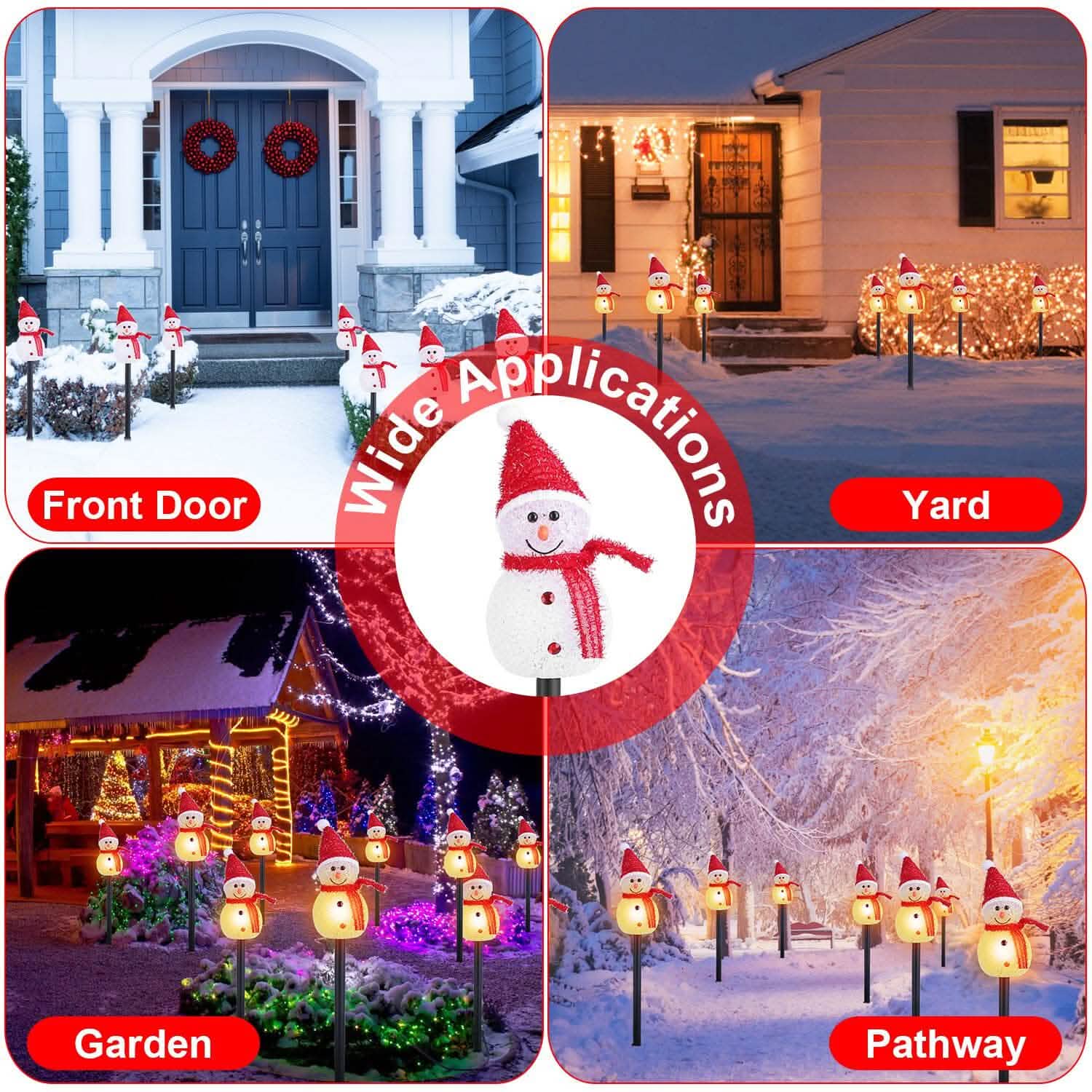 Solar Powered Lamp 3 Snowmen Garden Stake Light by DailySale